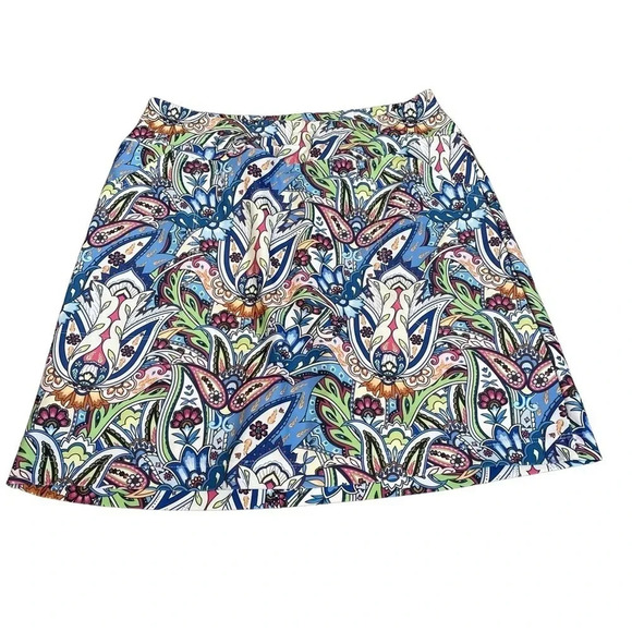 B SKINZ PAISLY LEAF BOTANICAL PRINT GOLF SKIRT SIZE MEDIUM SPORTY ACTIVE PRETTY - Picture 1 of 5